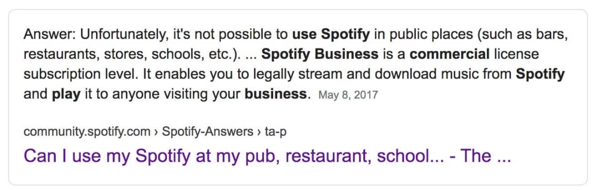 can i use spotify or apple music or deezer in my school office store gym hotel restaurant spa event bar pub salon
