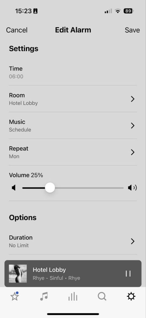 How to schedule music on Sonos using the alarm feature | Edit alarm, set volume
