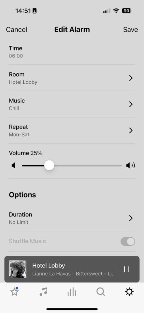 So planen Sie Musik auf Sonos mithilfe der Alarmfunktion | Alarm bearbeiten

